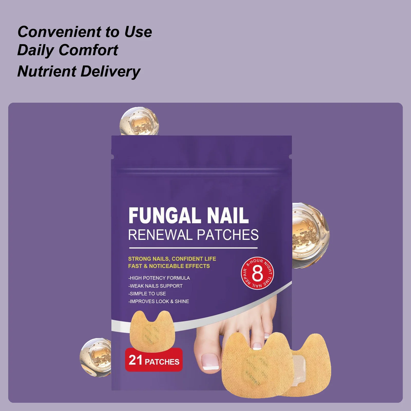 بقع الأظافر ملصقات مغذية لأظافر القدم رقع مغذية للعناية بالأظافر لإصلاح أظافر القدم التالفة والهشة للمنزل يوميًا