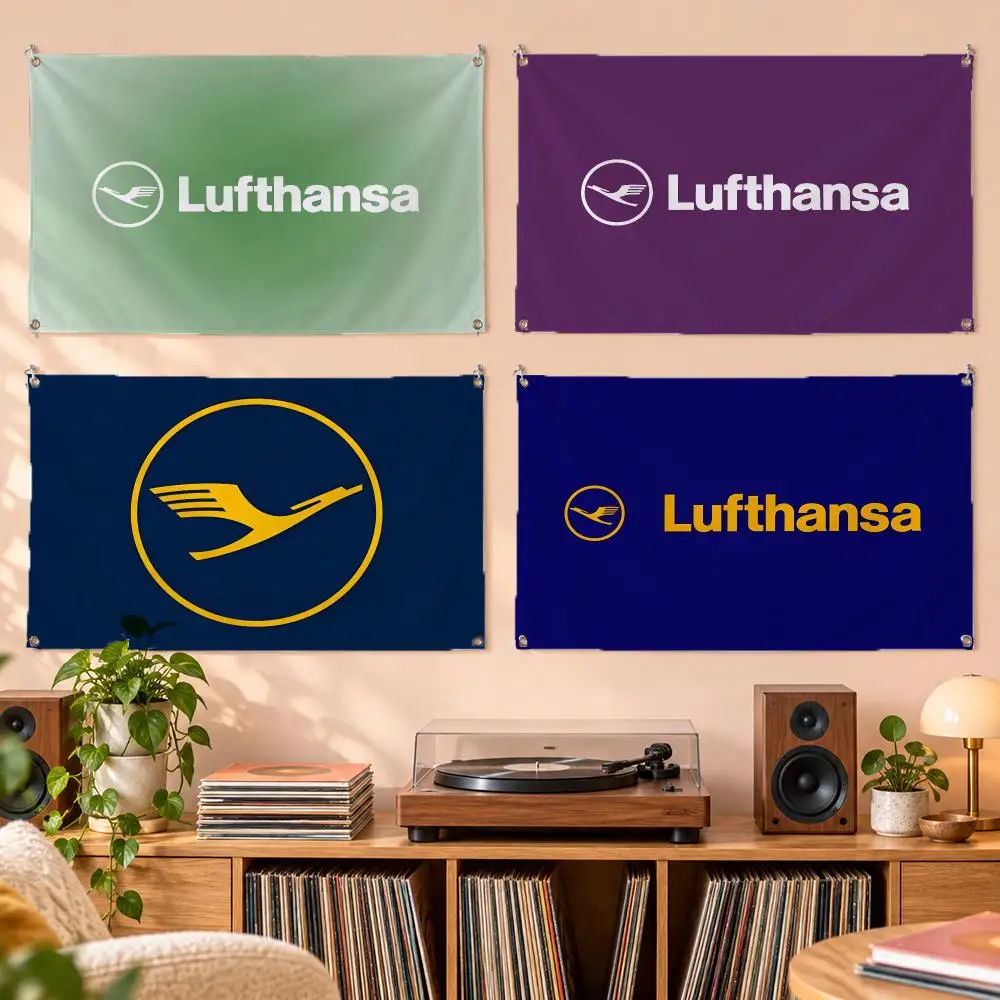 Lufthansa German Airlines Flags No Hem Wall Banner Indoor Outdoor For Home Party Garden Decor