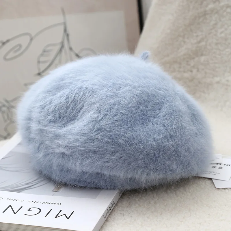 帽子 FUMIKA UCHIDA RABBIT FUR PLAIN BERET Japan-style Small Fresh Rabbit Fur Beret for Women Simple and
