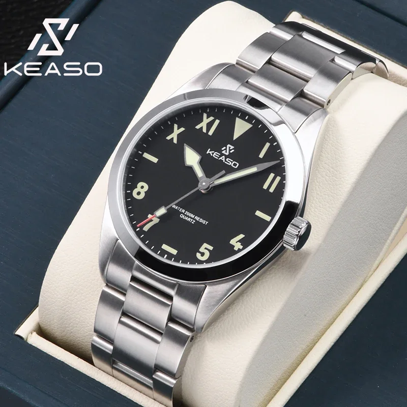 

KEASO Top Mens Diving Watch Super C3 Luminous Sapphire Glass 200M Waterproof Sports MIYOTA 2035 Quartz Movement 316L Steel Watch