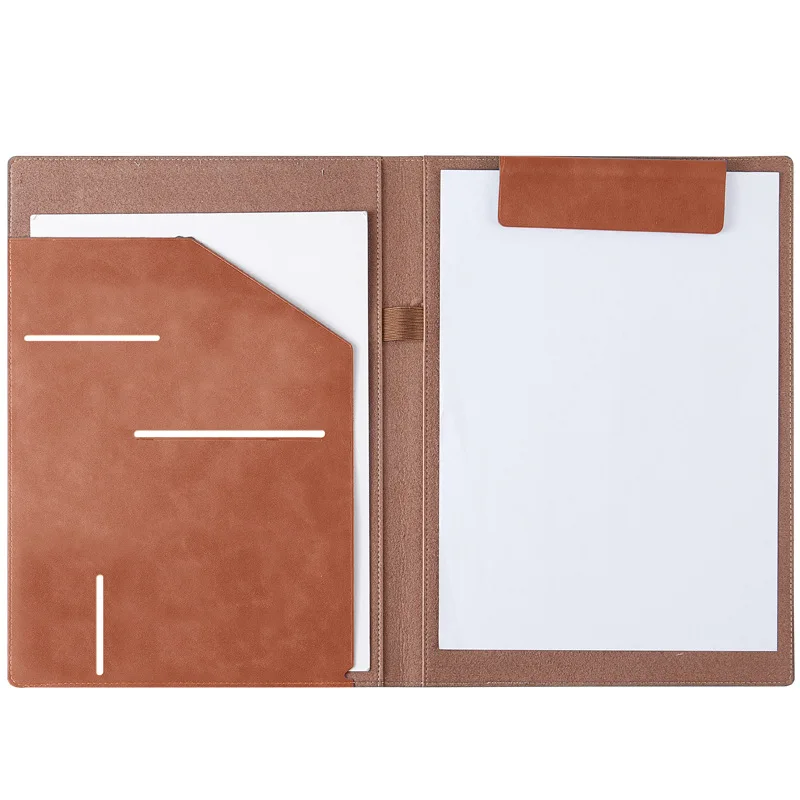 A4 Leather Document Folder with Writing Clipboard Business Organizer for Sales Managers, Invoice and Contract Holder