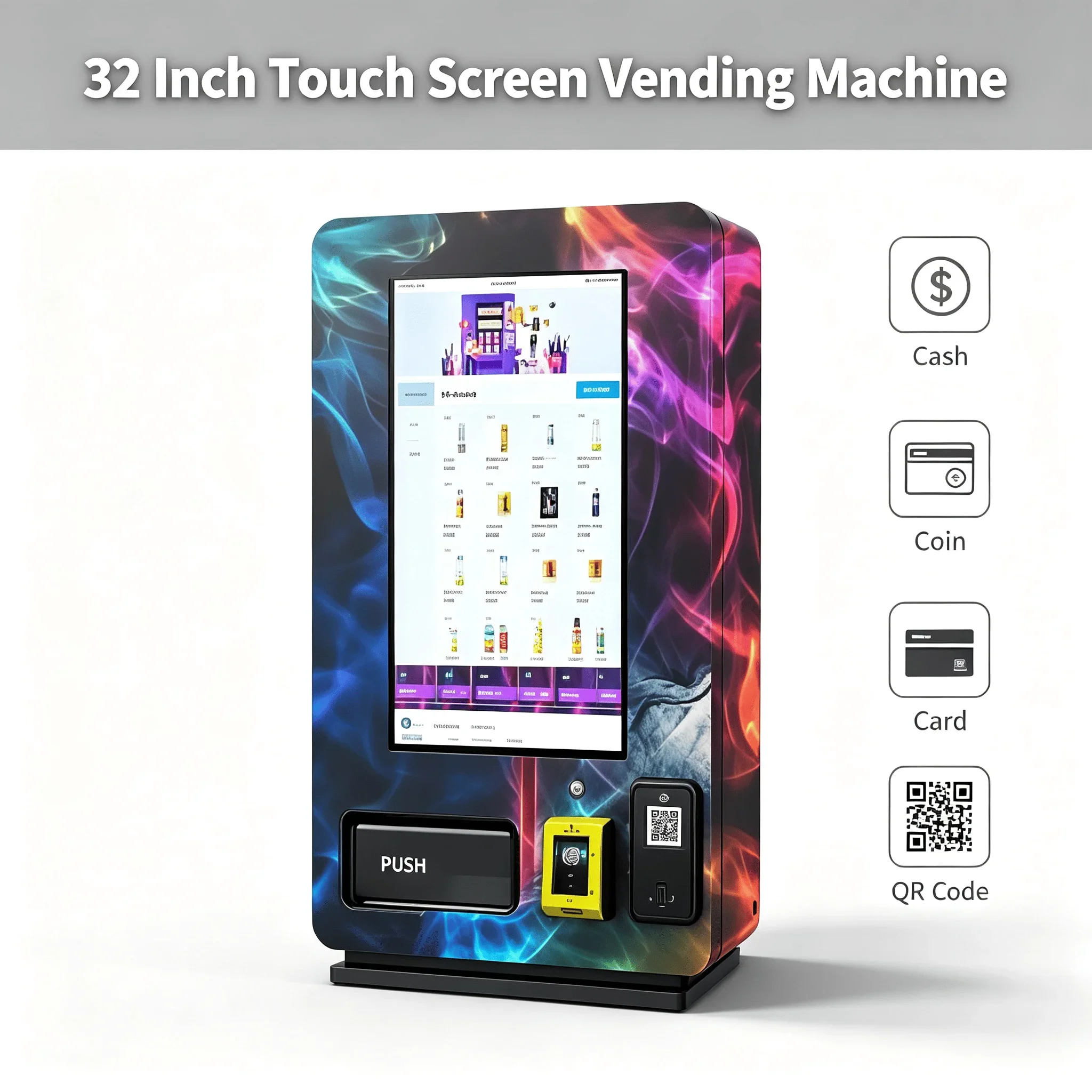 FL Screen Wall Mounted Metal Vending Machine with SDK Smart Self-Service Tobacco Digital Card Reader Age Verification Customized