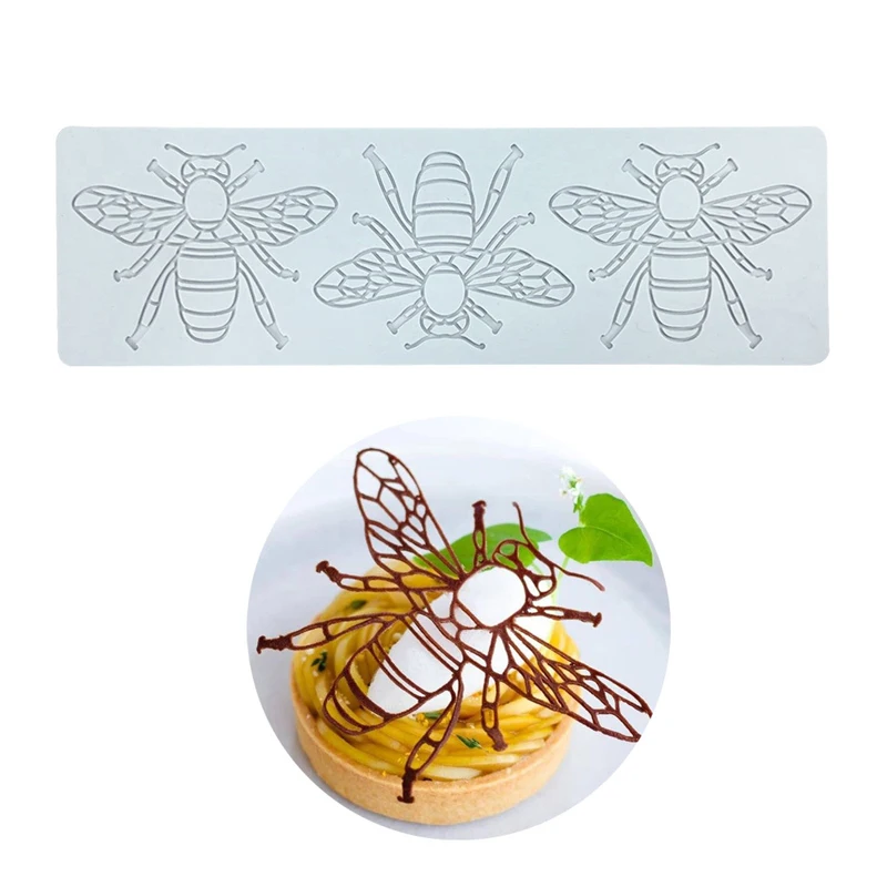 SHENHONG Zweig- und Blättermuster Zuckerdekoration Silikonmatte Schokoladen-Spitzenmatte Bienen-Fischgräten-Fondant-Kuchenform Dessertdekoration – Detail 15