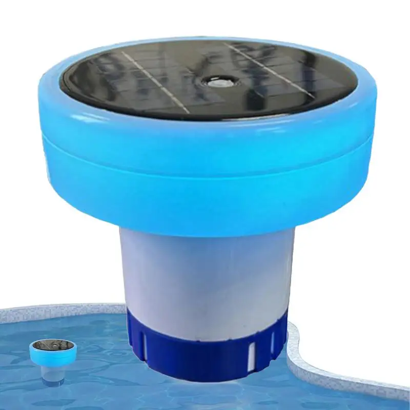 Solar Pool Ionizer Light Up Chlorine Holder Chlorine Tablets Floater Solar Pool Chlorine Floater Floating Water Cleaner Purifier