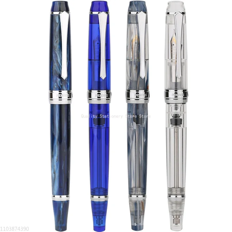 Penbbs 456 Fountain Pen Transparent Resin Dual Color Tip Damien Tip F Nib Ink Pen School Office Supplies Writing Smooth Gift