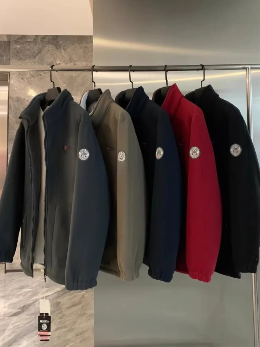 

Thiened Fce Lined Jaet for Couples Men's Sle Warm Winter Outerwear Stand Collar Soft Cozy Plu Coat DELUEST Brand