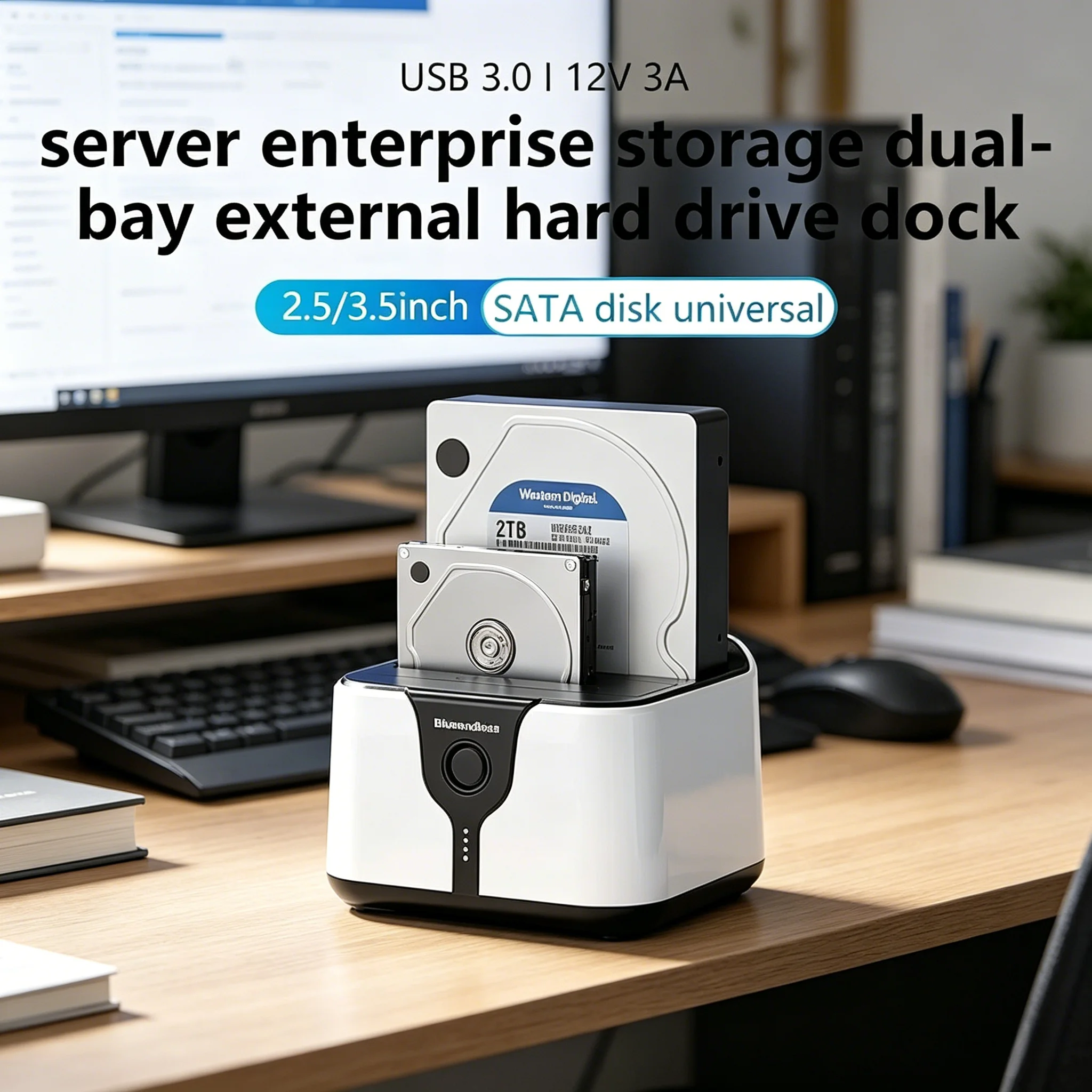 

Portable 2 Bay HDD Docking Station Offline Clone USB3.0 SATA Adapter 2.5/3.5 Inch SSD HDD Storage Case