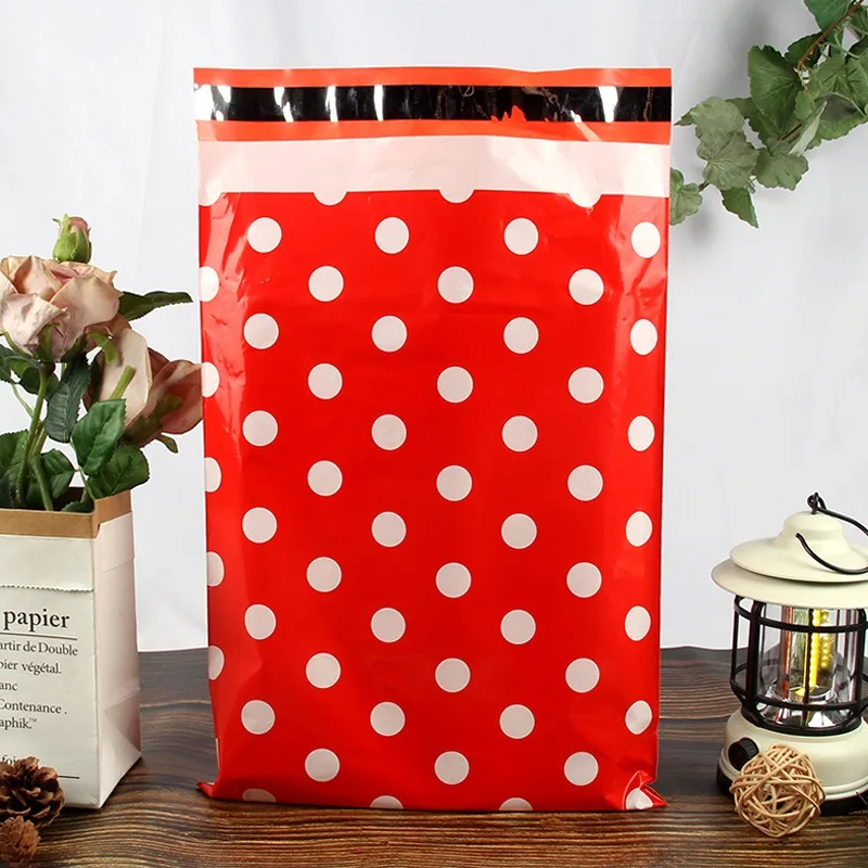 

Красные почтовые пакеты с точками, самоклеящиеся, водонепроницаемые, для малого бизнеса, бутиков, курьерской доставки и упаковки.