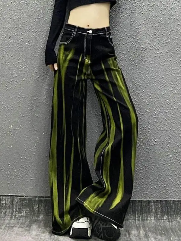 

Black Womens Jeans High Waist Vintage Straight Summer Y2K Classic Denim Pants Streetwear American Wide Leg Baggy Denim Trouser