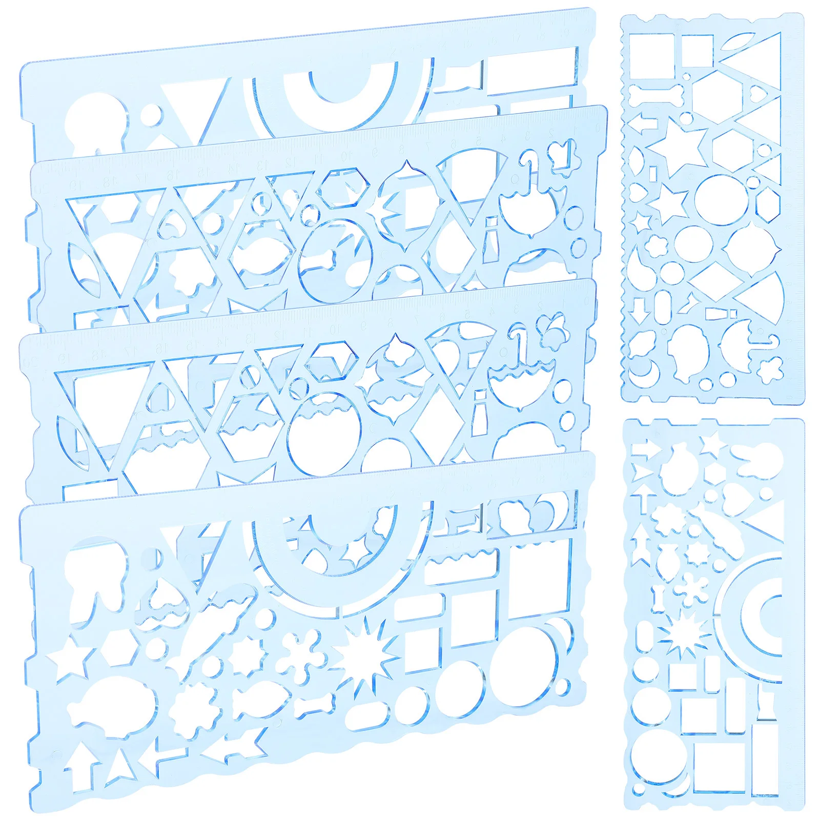6Pcs Plastic Drawing Template Rulers Students Drafting Tools Multi Functional Geometry Stencil Architecture Supplies
