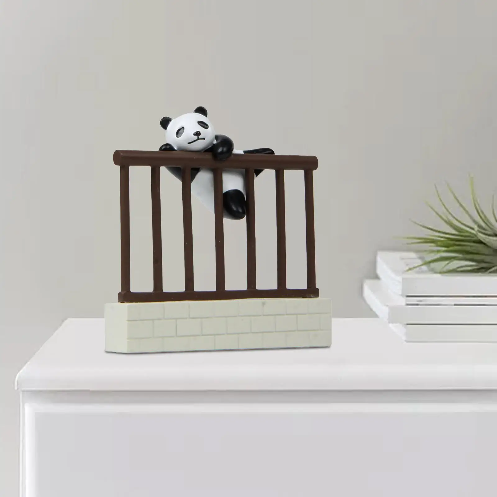 Small Panda Fence Dollhouse Desktop Ornament Resin Animal Decor for Dollhouse Garden Accessories 1 12