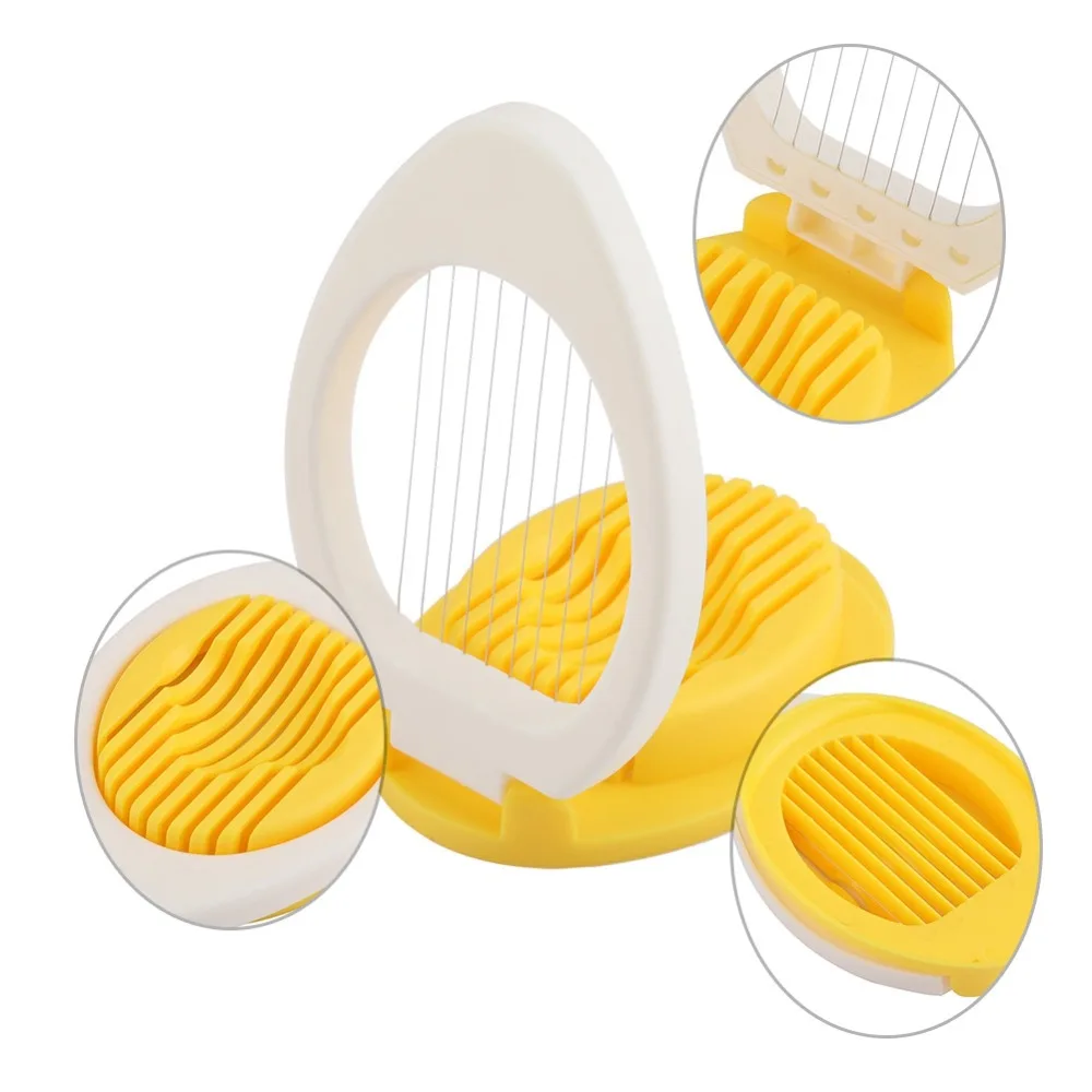 Plastic Stainless Steel Egg Slicer Lightweight Design Easy to Clean Egg Cutter Manual Operation Yellow White Egg Chopper