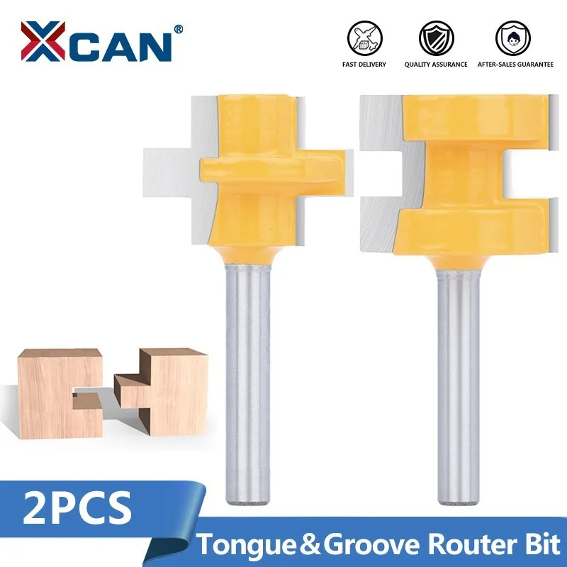 XCAN Router Bit 8mm 6mm 1/2'' Shank 2pcs Tongue Groove Assembles Cover Milling Cutter for Woodworking Tool Tenon Cutter