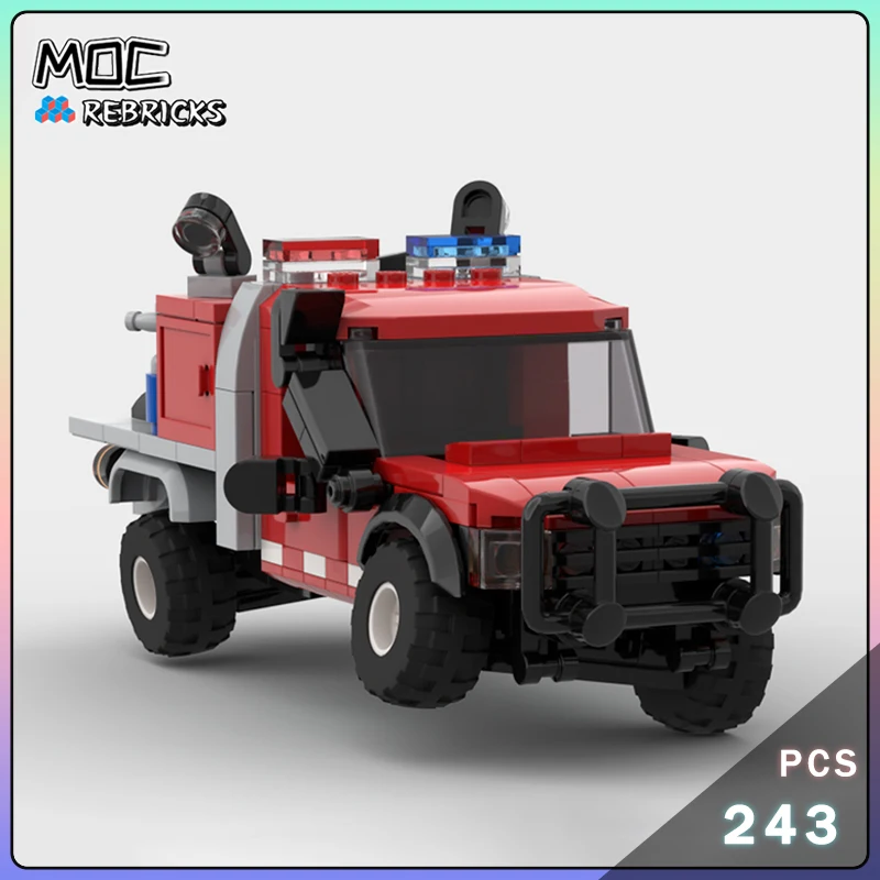 MOC أستراليا الكابينة على السائبة الناقل المياه النار السائبة المياه ناقلة شاحنة صغيرة نموذج اللبنات لتقوم بها بنفسك لعبة الطوب هدايا عيد الميلاد