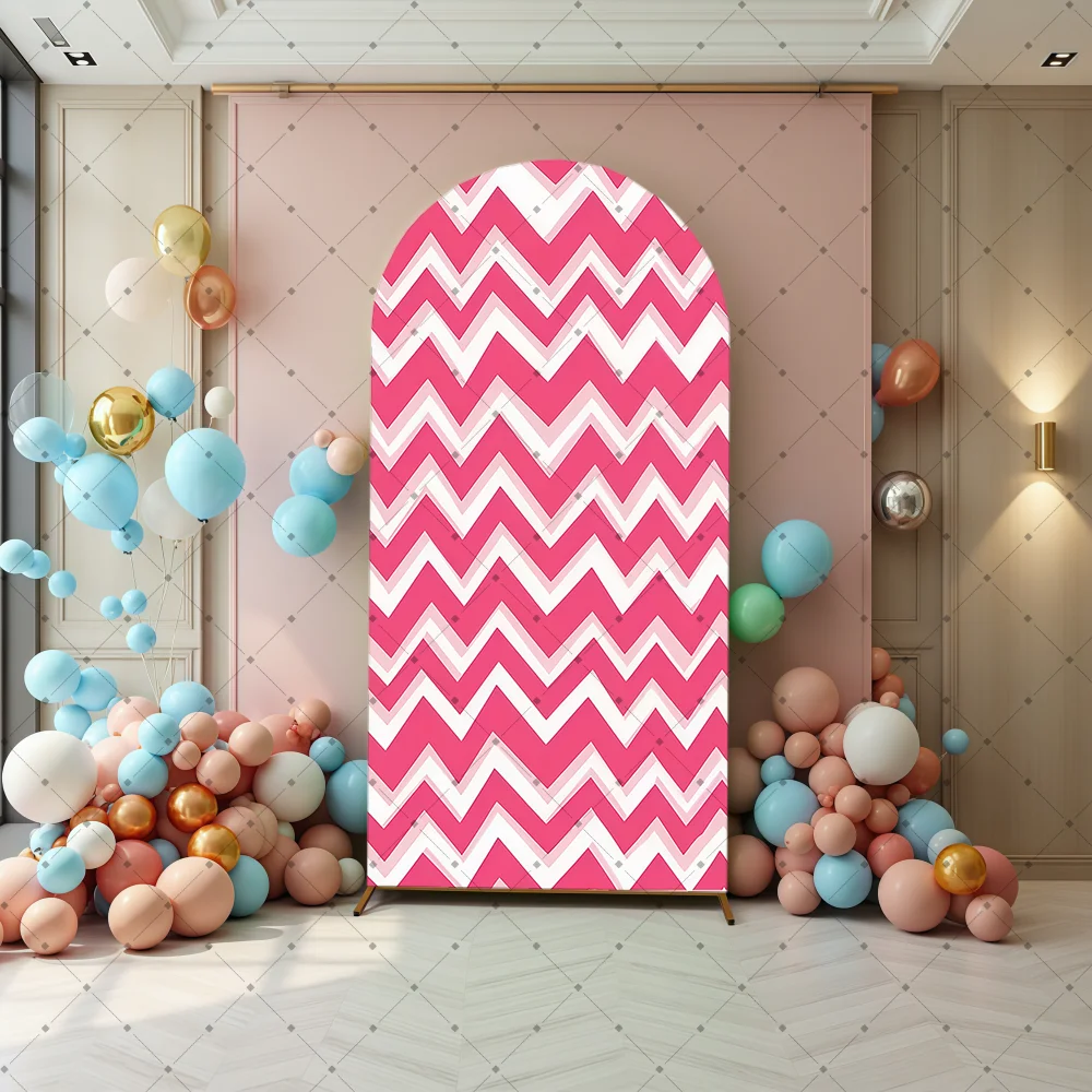 Pink Checkered Arch Backdrop Cover Stretch Fabric Birthday Party Photography Backdrop Ins Style Decor Backdrop Cloth