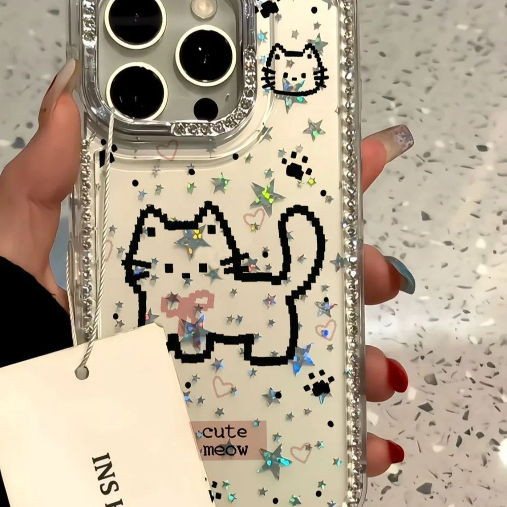 Creative cartoon pattern cat cute transparent phone case protective cover for iPhone 17 Pro Max Plus 16 15 14 13 back cover gift