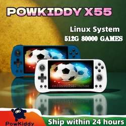 POWKIDDY X55 Handheld Game Console Retro Video Game Player 5.5 INCH 1280*720 IPS Screen RK3566 Linux Open-Source 512G PSP Gifts