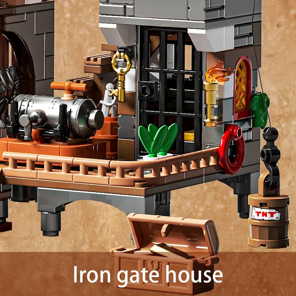 海賊船組み立ておもちゃ 海賊埠頭をテーマにしたシティストア組み立てレンガセット 8～12歳の男の子向け 868ピース アドベントカレンダー