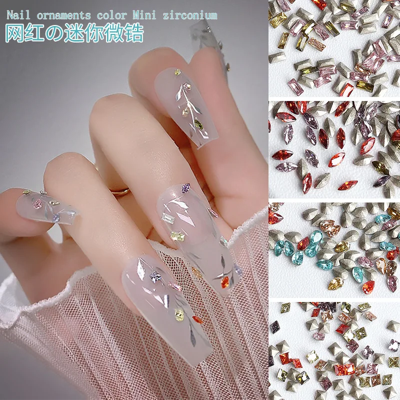 40PCS 미니 3D 지르콘 네일 아트 장식 라인 석 후작 Briolette 다이아몬드 액세서리 손톱 매니큐어 용품 재료