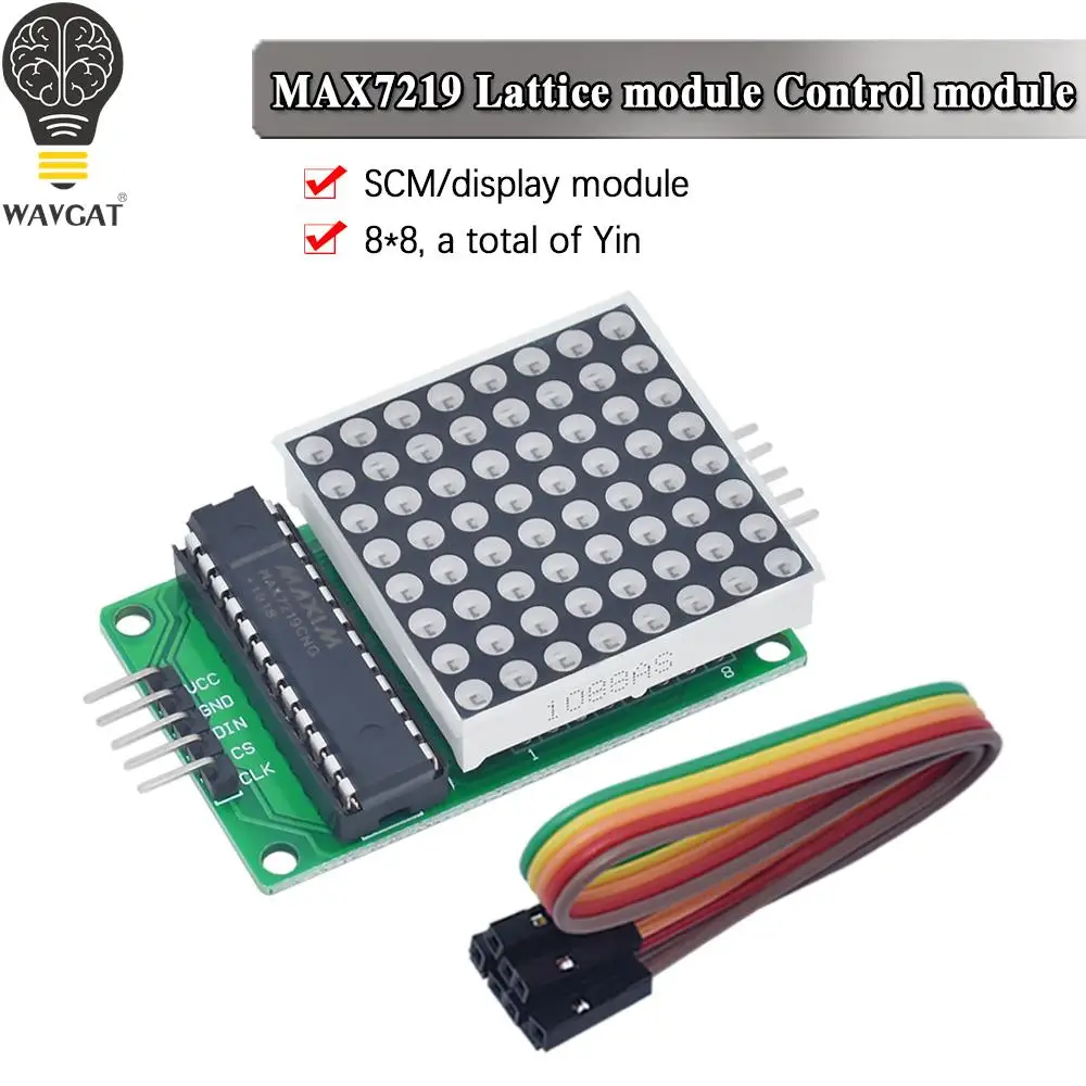 Módulo de microcontrolador de matriz de puntos MAX7219, módulo de pantalla LED MCU, módulo de Control de pantalla para Arduino 5V, 8x8
