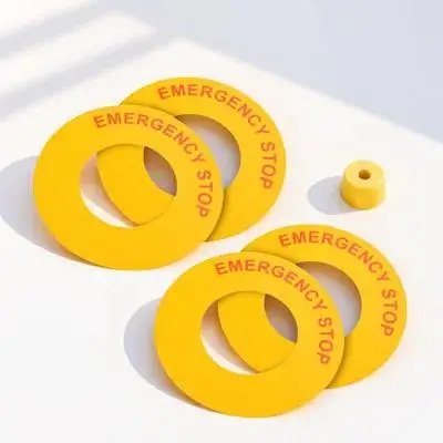 

4pcs Emergency Stop Stickers Bright Color Pp Material Adhesive Labels For Machinery Factory Home Use Peel Stick Stop