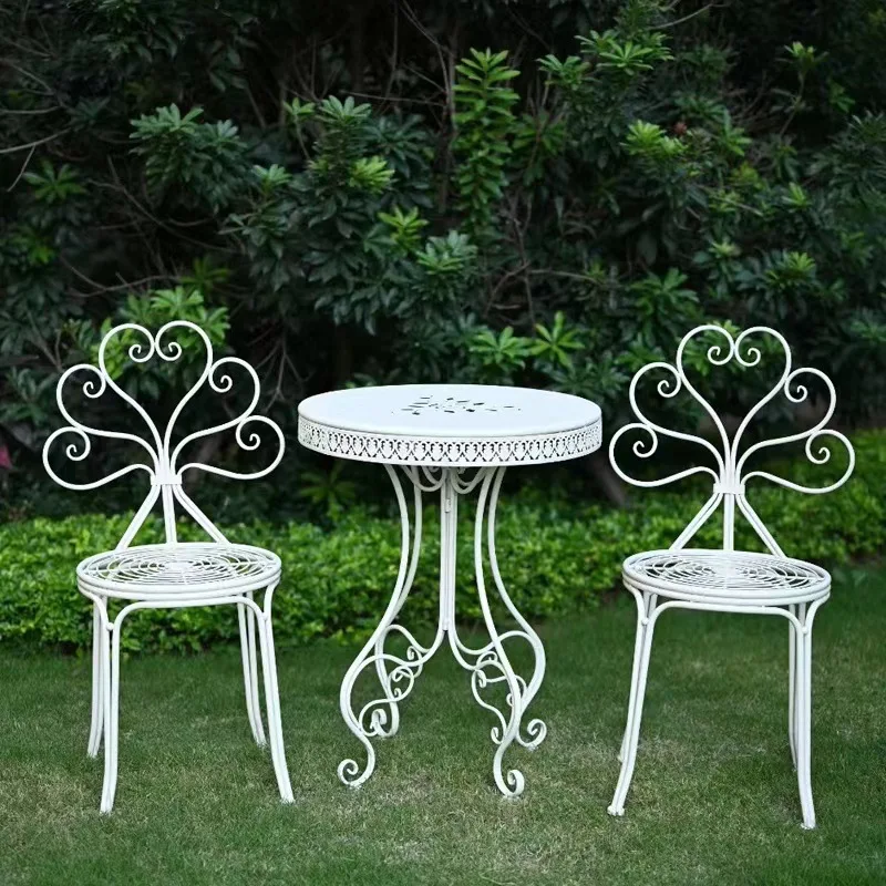 American Country Style Iron 3‑Piece Set Vintage Plant Stand Decor Shelf for Patio Balcony Garden Outdoor