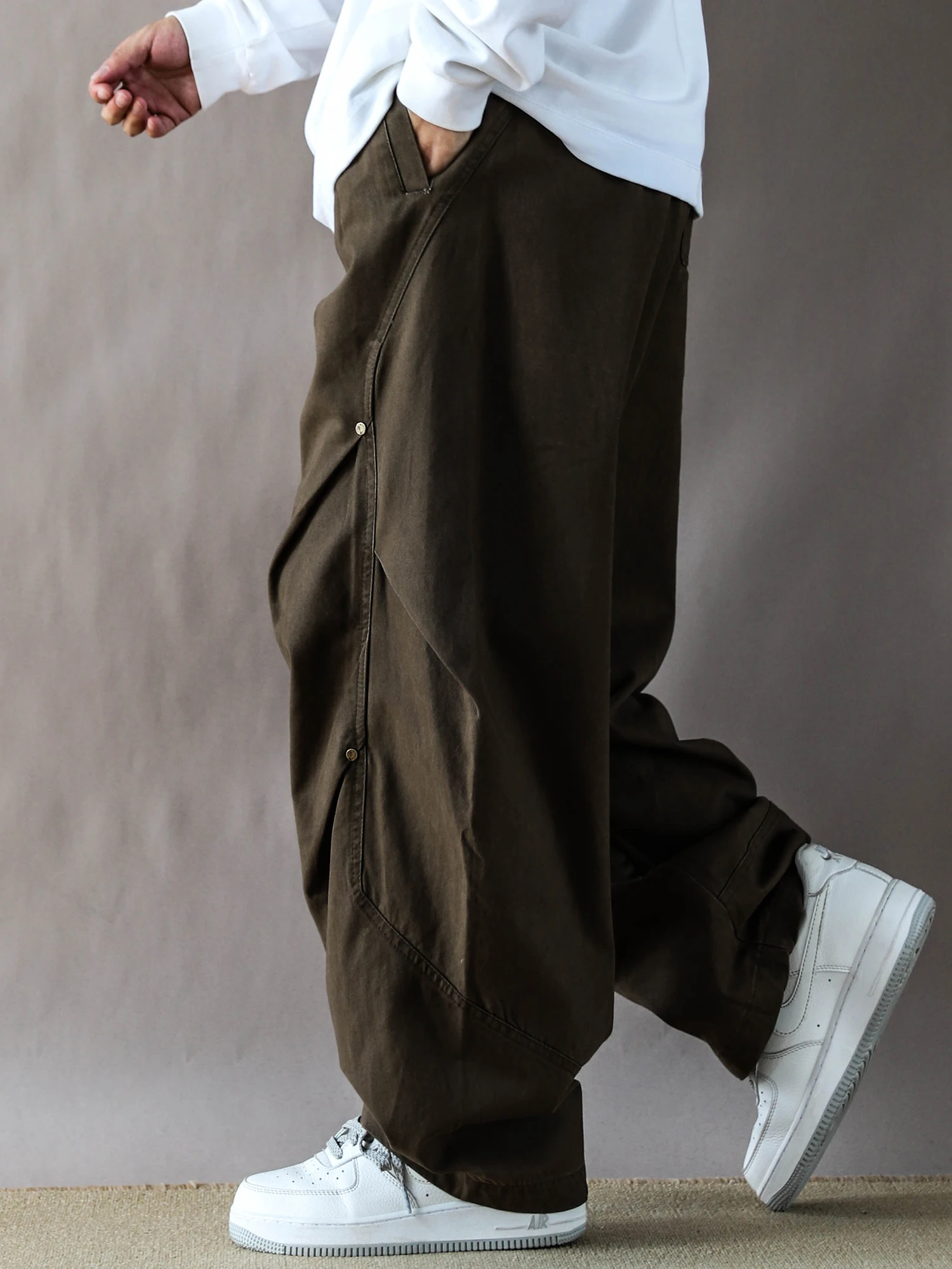 

Американские ретро-брюки для мужчин, повседневные широкие брюки кофейного цвета, новые прямые брюки для весны и осени в стиле High Street