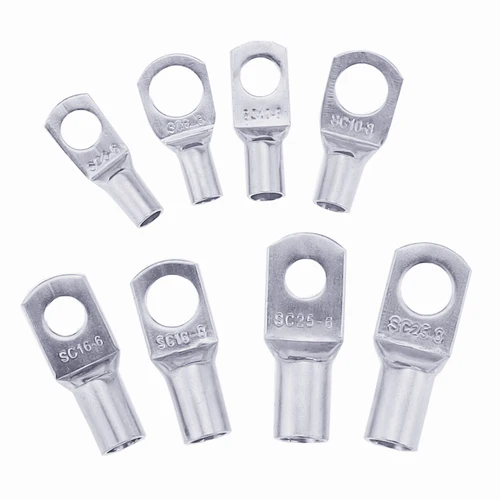 Imagen 2 del producto 10/20 piezas agujero de perno terminales de Cable de cobre estañado juego de terminales de batería conector de Cable 4mm2 6mm2 10/16/25mm2 35/50mm2 4mm 5mm 6mm 8mm