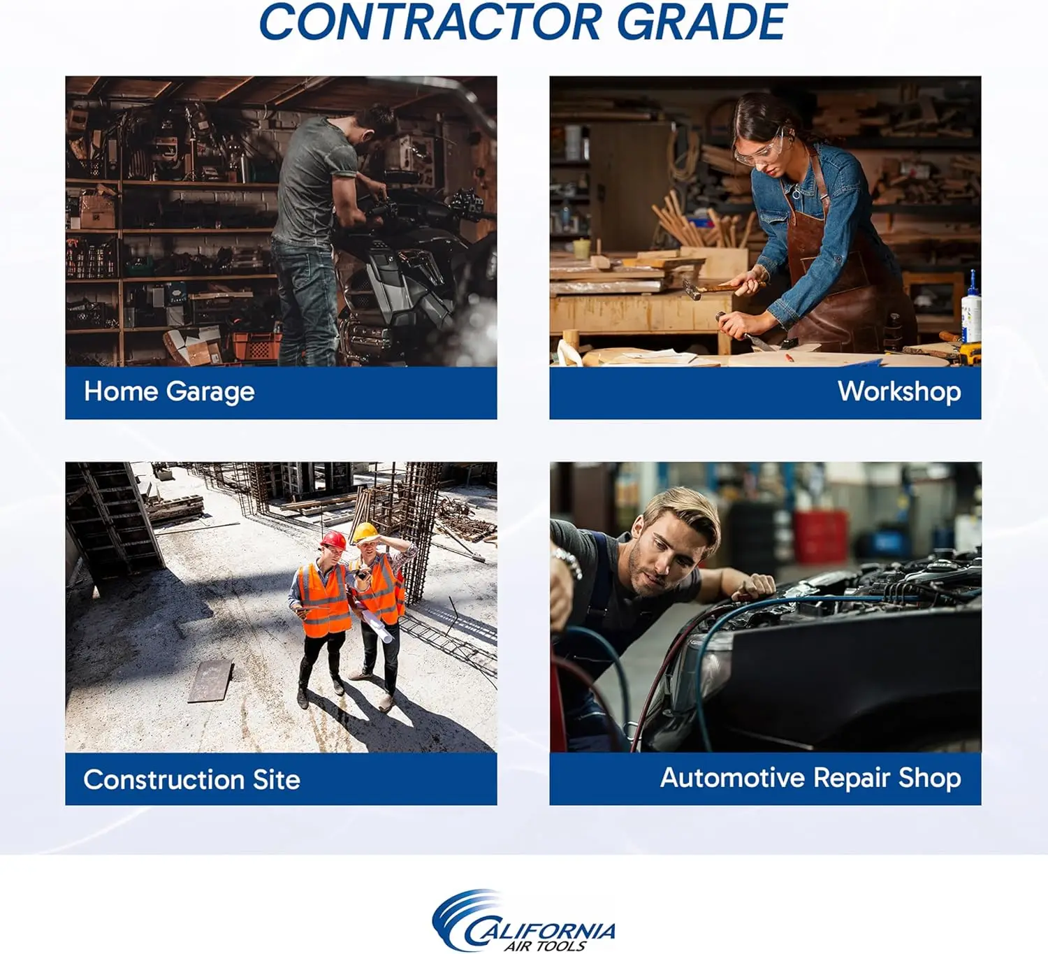 California Air Tools 8010 1,0 PS extrem leiser und ölfreier Luftkompressor, 8-Gallonen-Stahltank, leicht mit Rädern, 60 dBA N