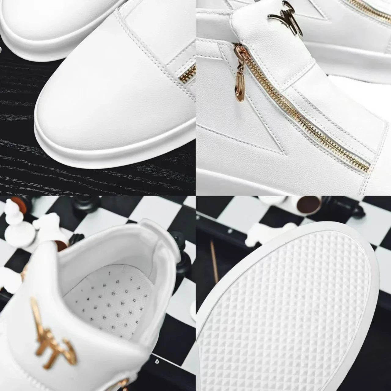 High Top Casual Shoes Platform Men\'s Sneakers Fashion Zipper Ankle Boots Leather Outdoor Shoe Non Slip Comfortable Shoes for Men