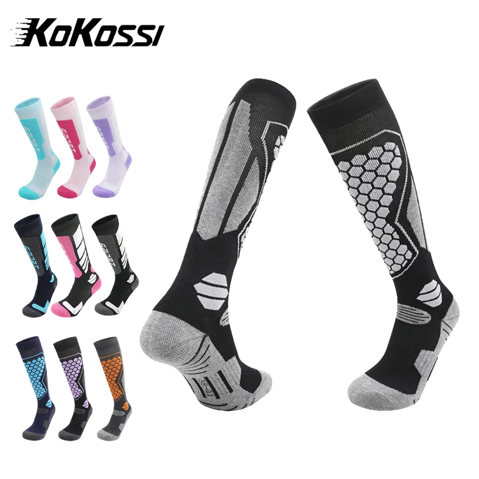 

KoKossi Winter Thickened Ski Socks Thermal High Elastic High Knee Tube Sport socks Men Women Snowboard Leg Warm Absorb Sweat