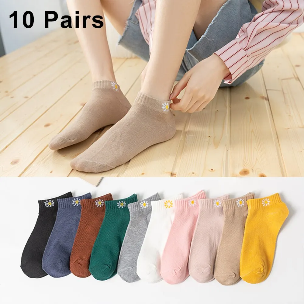 10 Pairs Women Low Tube Socks Breathable For Female Casual Style Comfortable Socks Set Cute Bear Pattern Fashion