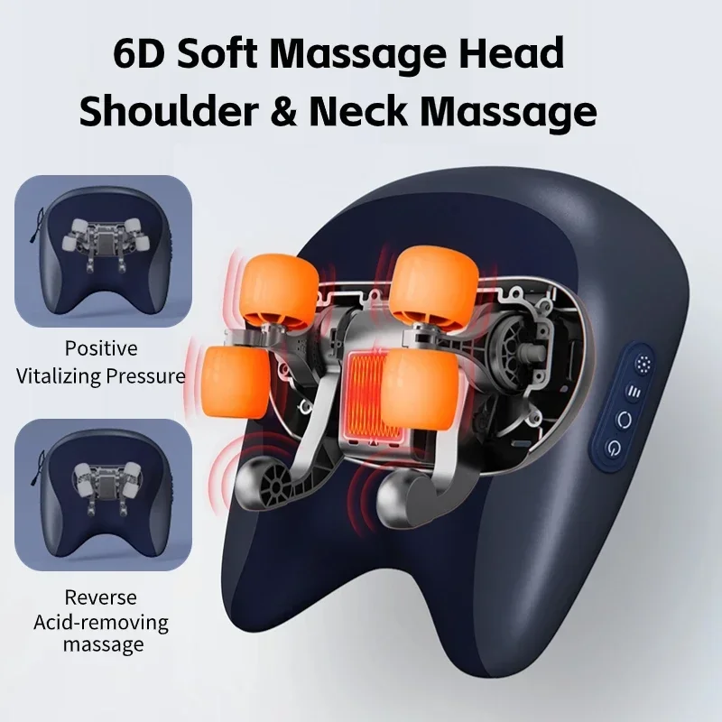 Jinkairui Rechargeable Trapezius Massage Pillow Kneading & Heat for Neck Leg Arm Car Home Use Premium Gift