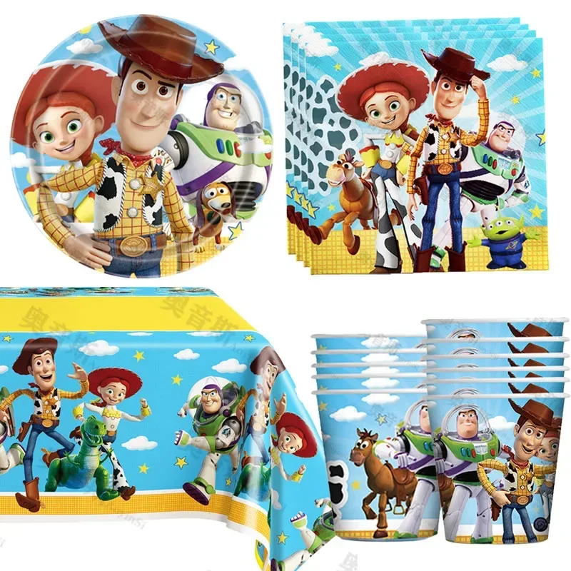 Toy Story Party Cartoon Buzz Lightyear Kids Birthday Party Tableware Paper Plate Cup Napkin Decoration Baby Shower Supplies