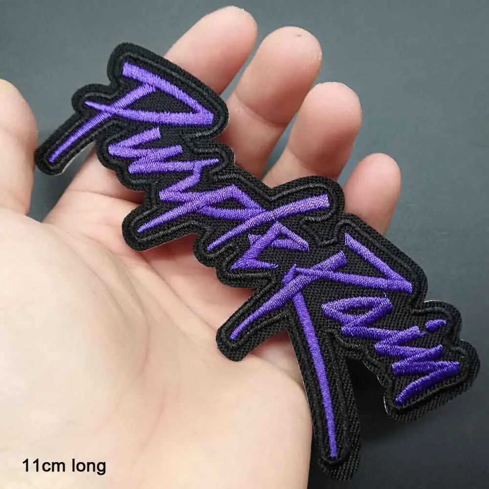 Original Purple Words Arrow Things Iron On Embroidered Clothes Patches For Clothing Music Band Stickers Garment Wholesale