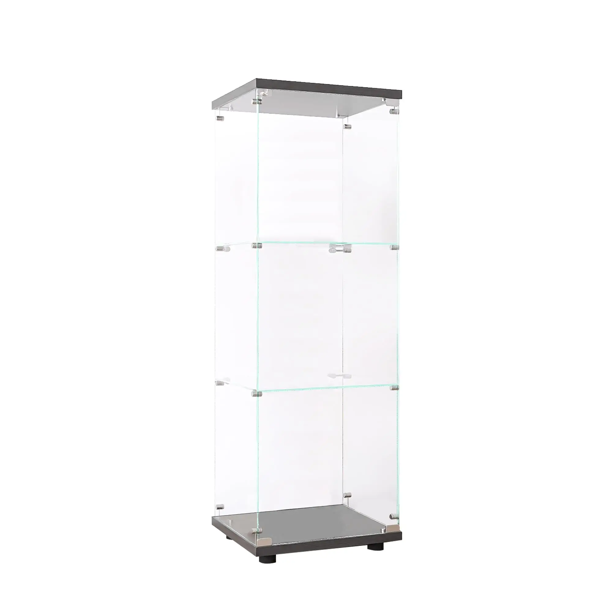 Modern 49'' Contemporary 3-Shelf Case Glass Display Cabinet in Clear with Door, Curio Cabinet Collection Display Case