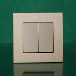 EU standard switch socket 86 * 86mm 2 gang 1 way/2way aluminum brushed panel two open single control dual control wall switch