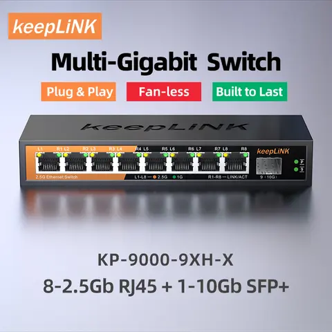 KeepLiNK 8포트 2.5Gbps 이더넷 스위치(1포트 10G SFP+ 업링크 포함)