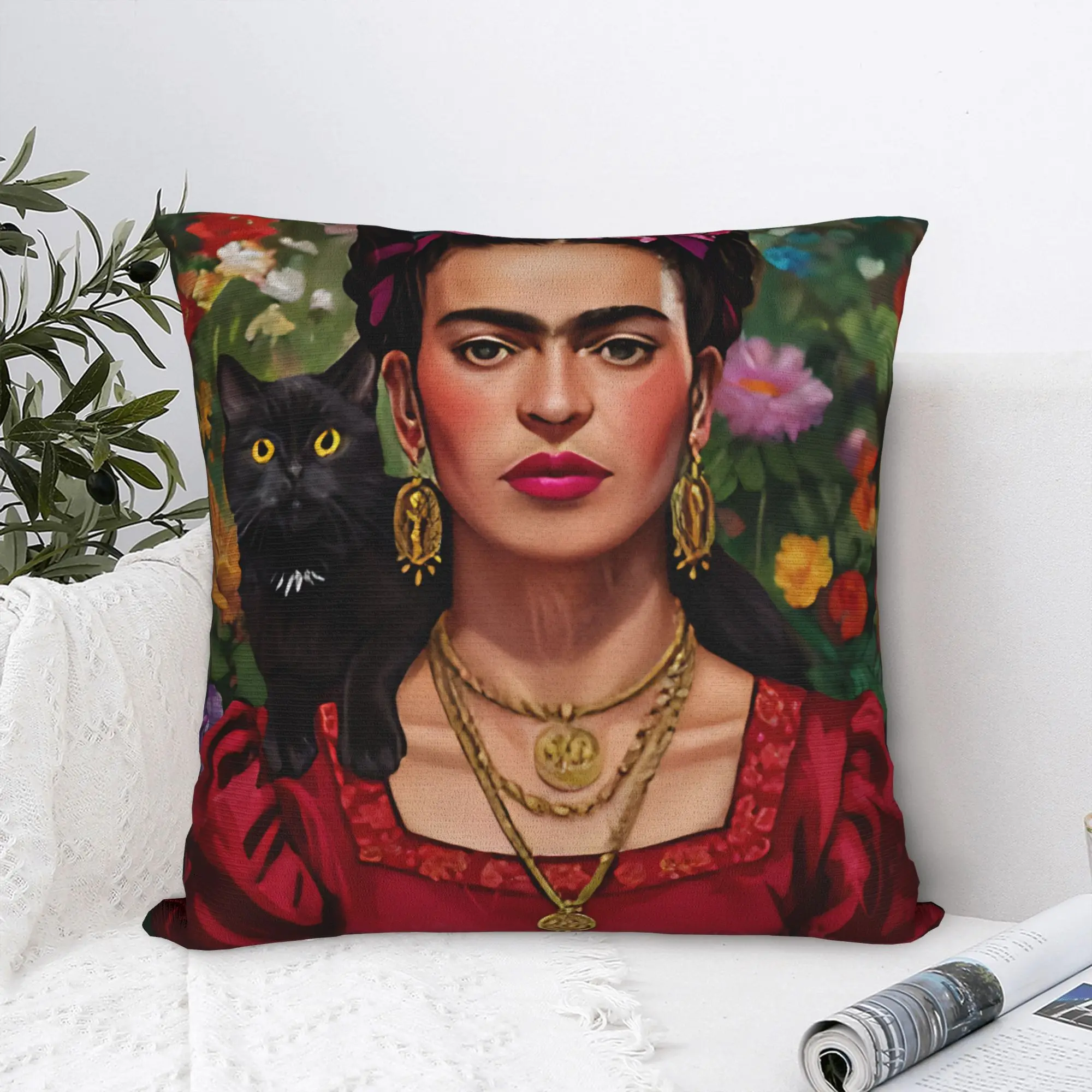 F-Fridas K-Kahlooo Pillowcases  Cute Funny Pillow Case For Living Room Chair Square Pillow Cover