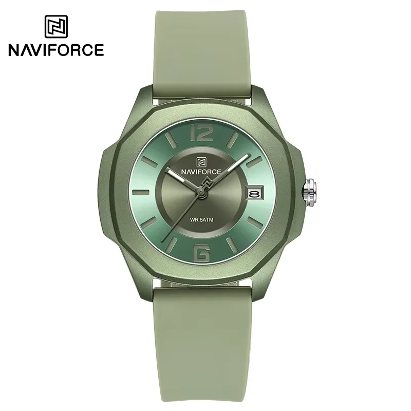

NAVIFORCE спортивные повседневные часы для женщин, мягкий силиконовый ремешок, классические модные 30 м, водонепроницаемые, с дисплеем даты, женские подарочные наручные часы