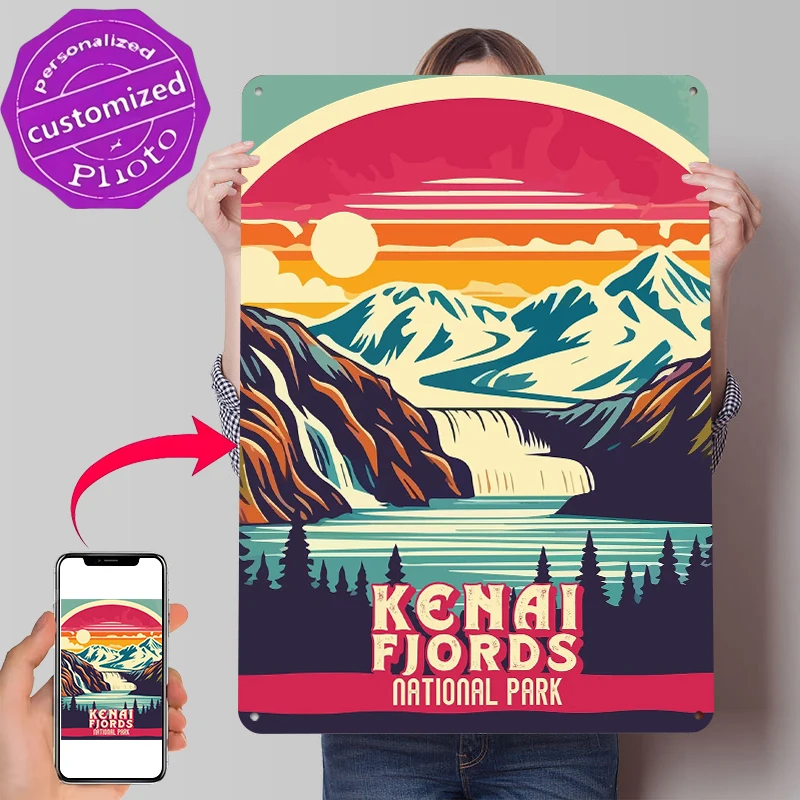Kenai Fjords National Park Vintage Metal Poster Customized Wall Art Retro Vintage Tinplate Signs for Gaming Room Decoration Cozy