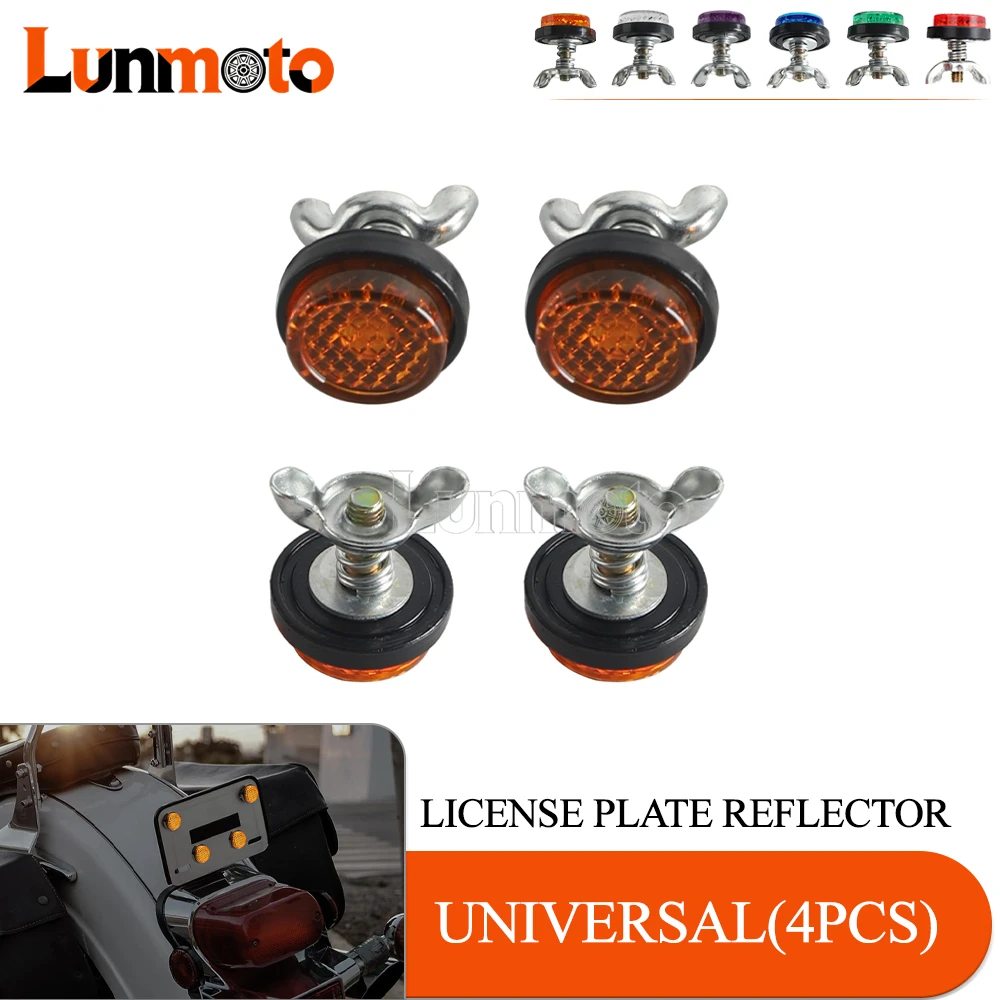 

Universal Round Number Plate Reflectors Motorcycle License Plate Bolts Nuts Mini Decorative Screw Tag Bolt Round Reflective Lens