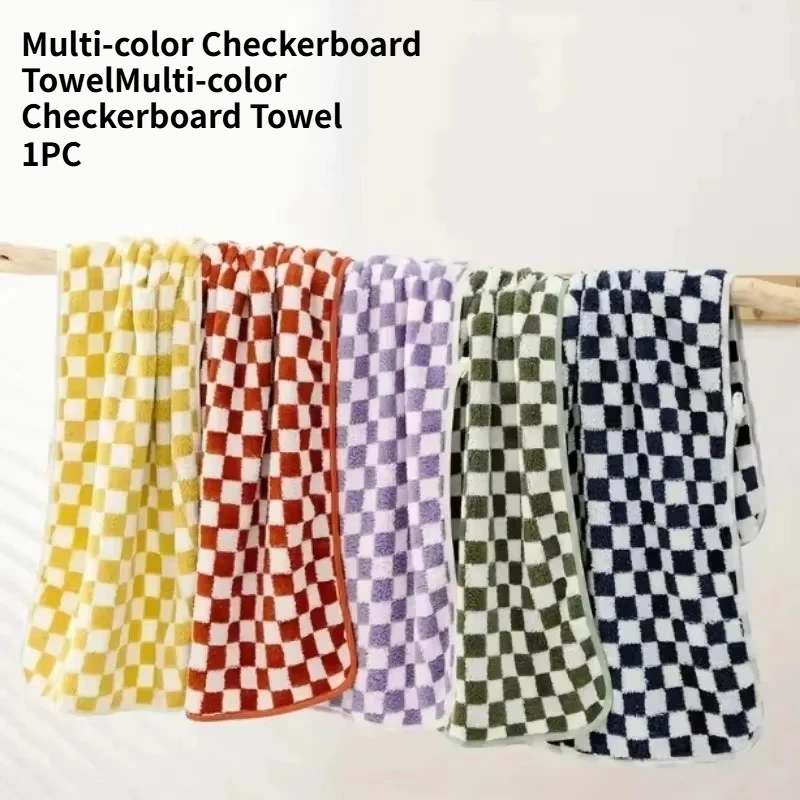 1PC Multi-color Checkerboard Towel Combed Cotton Cloth Kitchen Bathroom Hotel Super Absorbent Soft Gentle Skin Cleaning Towel