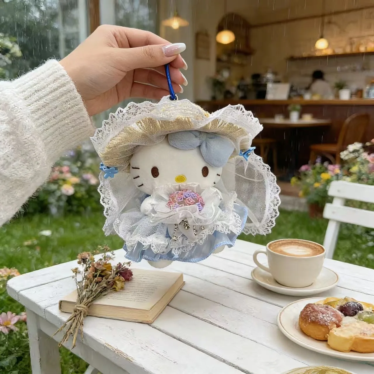 

Sanrio Hello Kitty Lace Hat Plush Keychain Cute Bag Pendant Gift