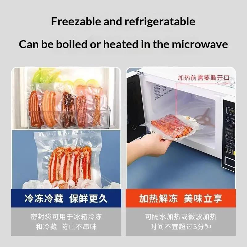 100PCS/Lot BPA Free Vacuum Food Bag Vacuum Sealed Storage Bag For Food Storage And Preservation Reusable Vacuum Sealer Bag