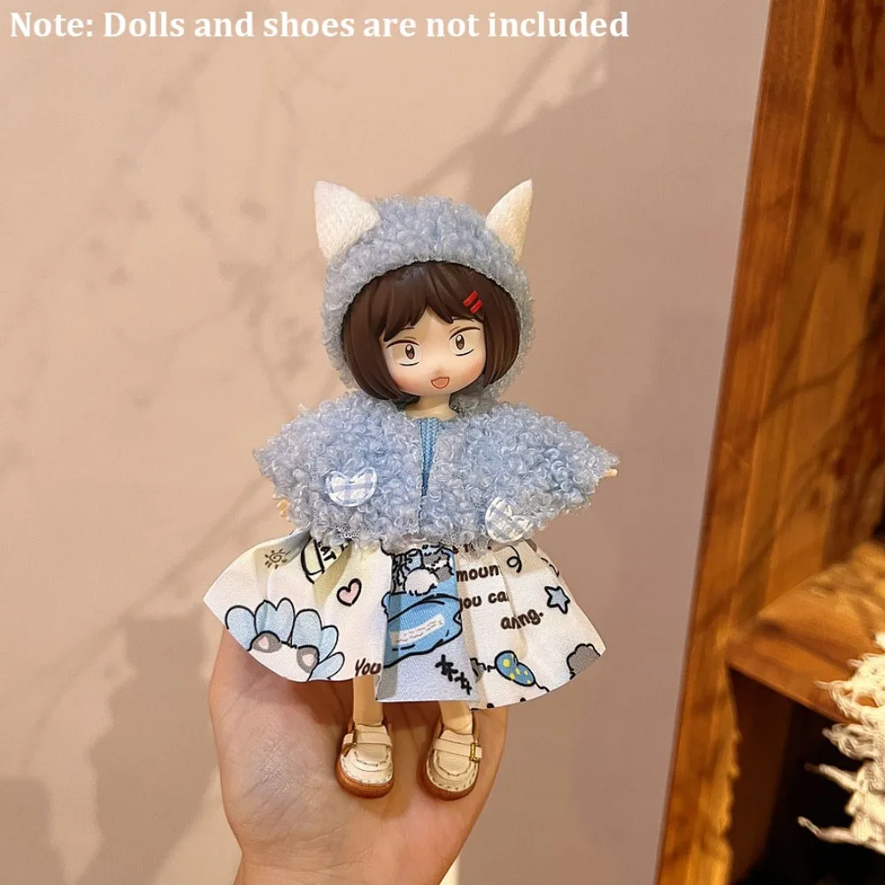 Sweater Coat 1/8 1/12 BJD Doll Clothes with Hat Change Clothes Doll Dress Fall and Winter Style Casual Doll Outfit Set