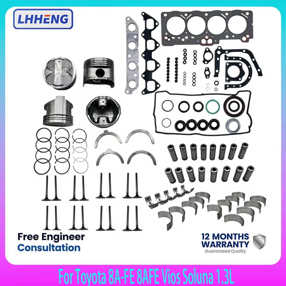 Engine Overhaul Kit For Toyota Vios Soluna 8A-FE 1.3L AXP41 SCP41 04111-11430 4 Cylinder 04111-16221 13101-14050 13011-02050