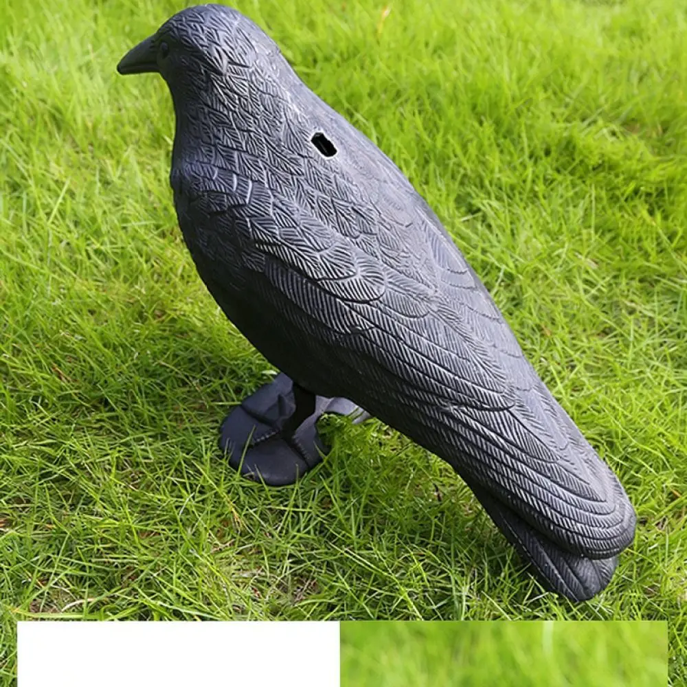 Lifelike Crow Bird Scarer Garden Statue Outdoor Ornament Pest Repellent Yard Decor Halloween Creative Prop
