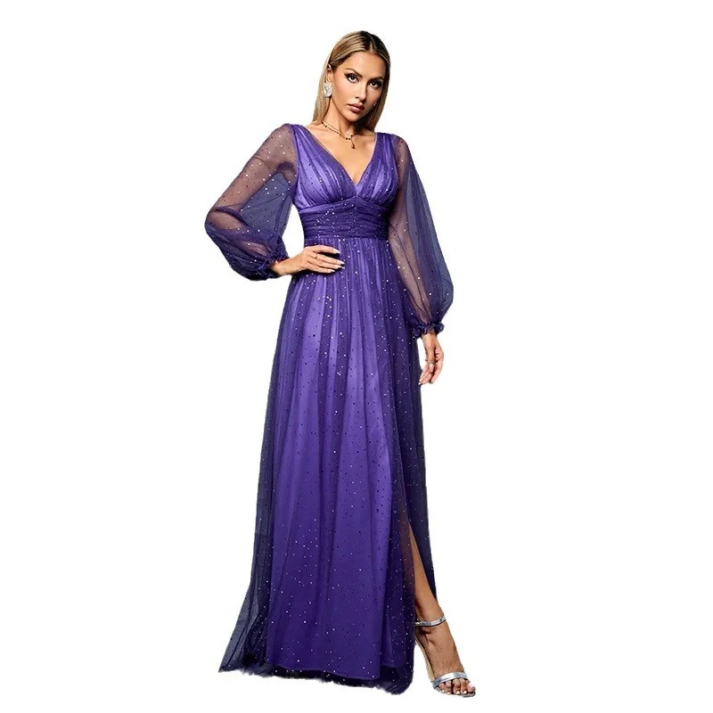 Elegant Sheer Shimmering ชุดราตรีงานแต่งงานเลื่อมชุดแต่งงาน 2025 ฤดูร้อนชุด Robe Vestido ผู้หญิง Elegant