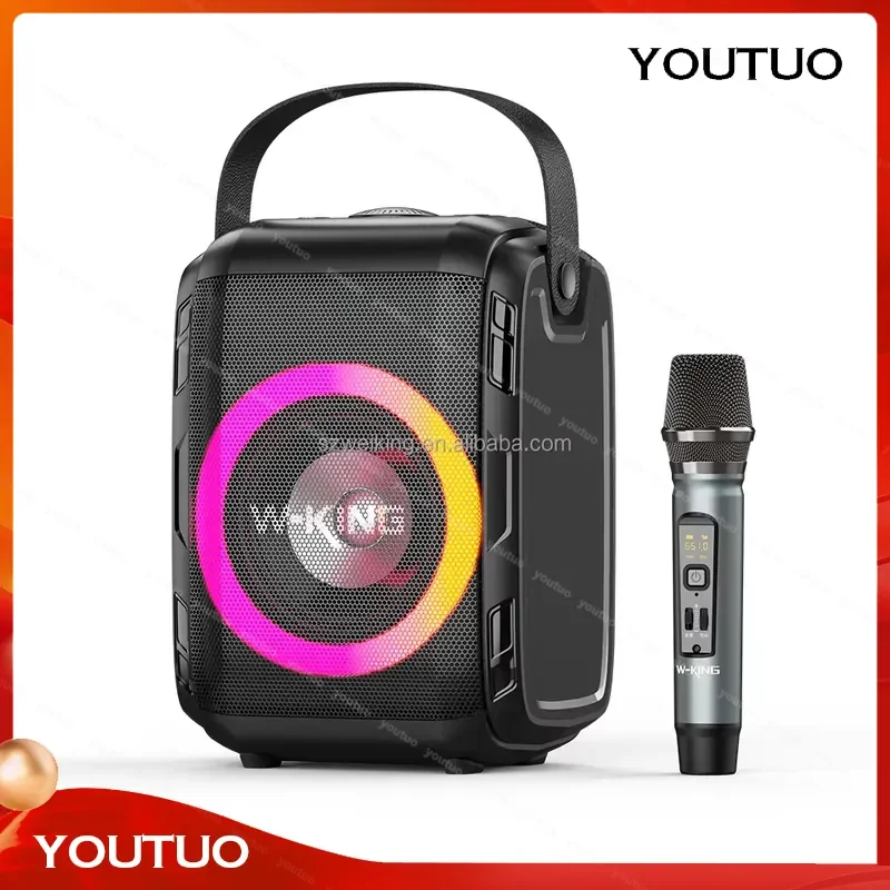 W-King T9S Party Box Outdoor Home Speaker Theater DJ Karaoke Active Wireless TWS USB Audio Loud Speaker UHF Mic